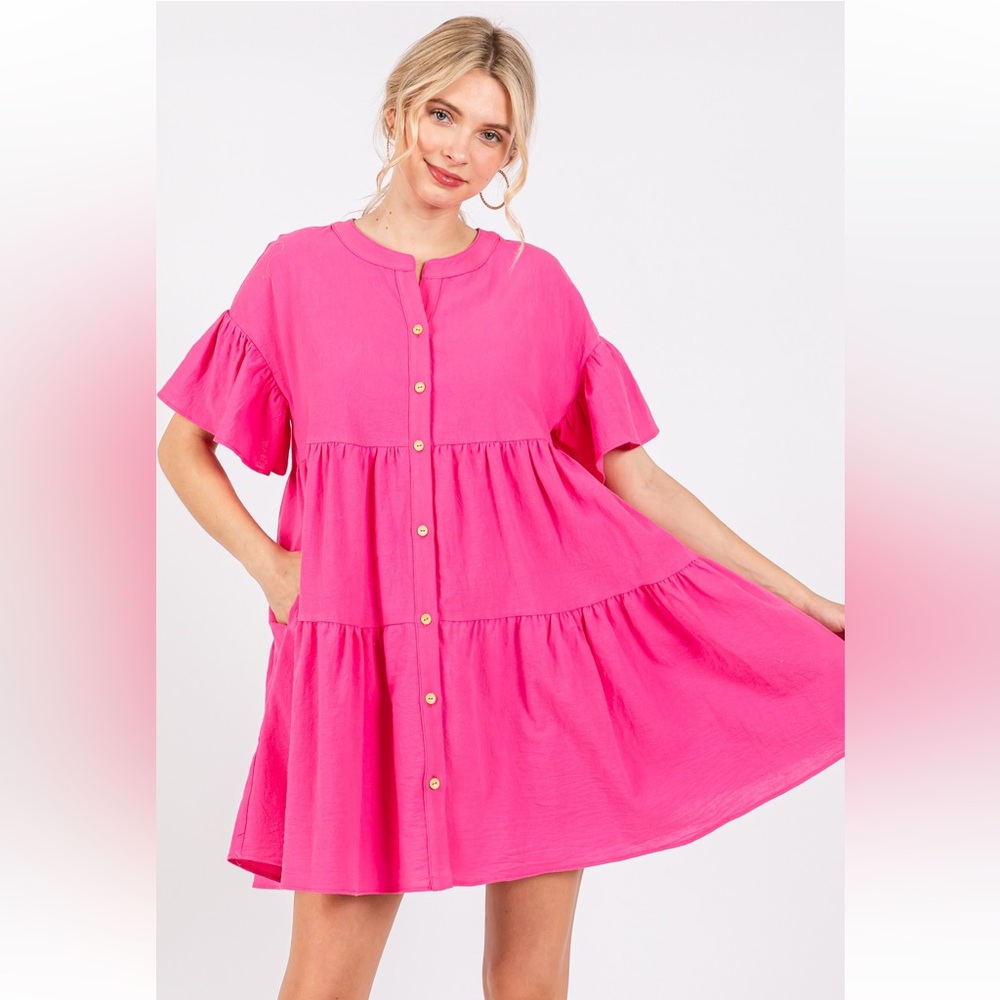 22 Boho -tiered button down dress - Picture 3 of 6